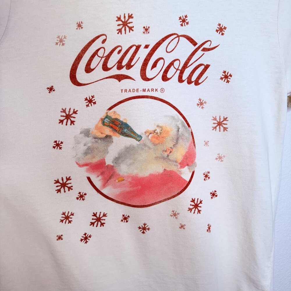 Lucky Brand Cream Coca-Cola Santa Graphic Tee White M - Picture 5 of 8